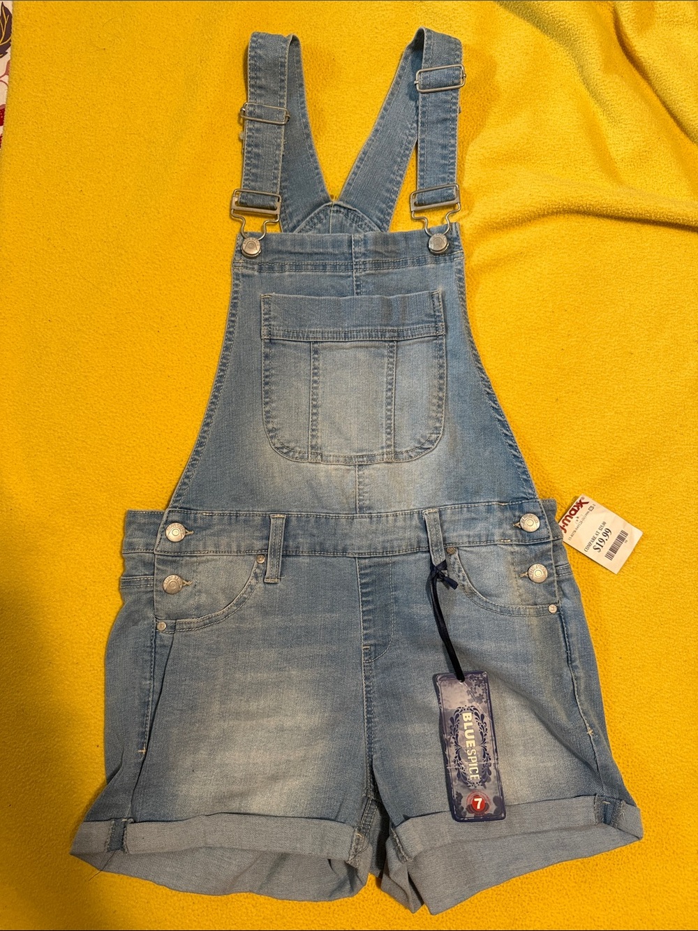 Light Blue Denim Short Overalls for women